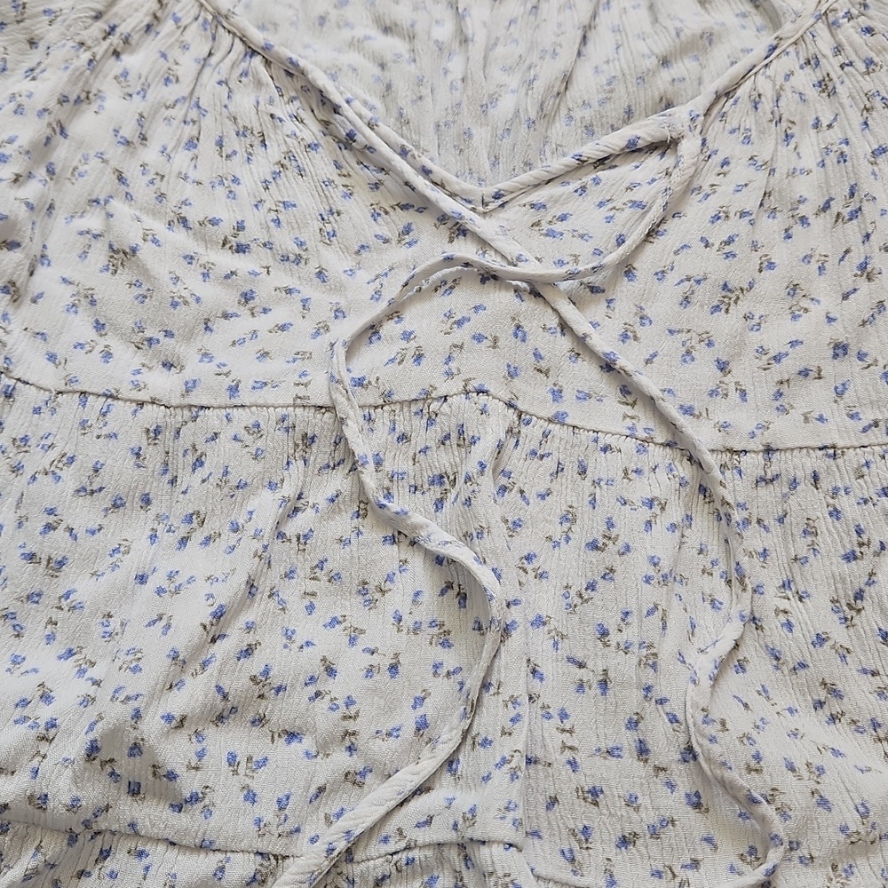 Hippie Rose White With Blue Floral Blouse, Size S - Picture 5 of 6